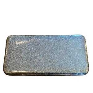 EUC snap silver glitter clutch wallet